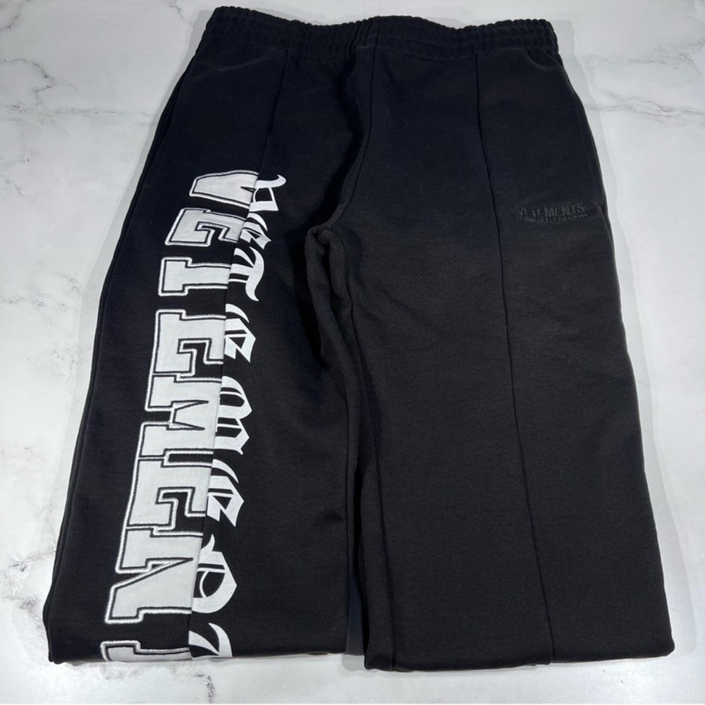 Vetements Cut Up Logo Zip-Up Spell Out Black White Sweatpants Joggers